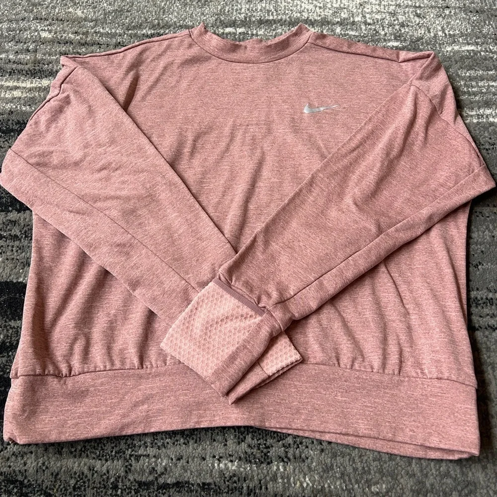 NIKE Dri- Fit Running Crewneck Sweatshirt With Hand Covers & Thumbholes